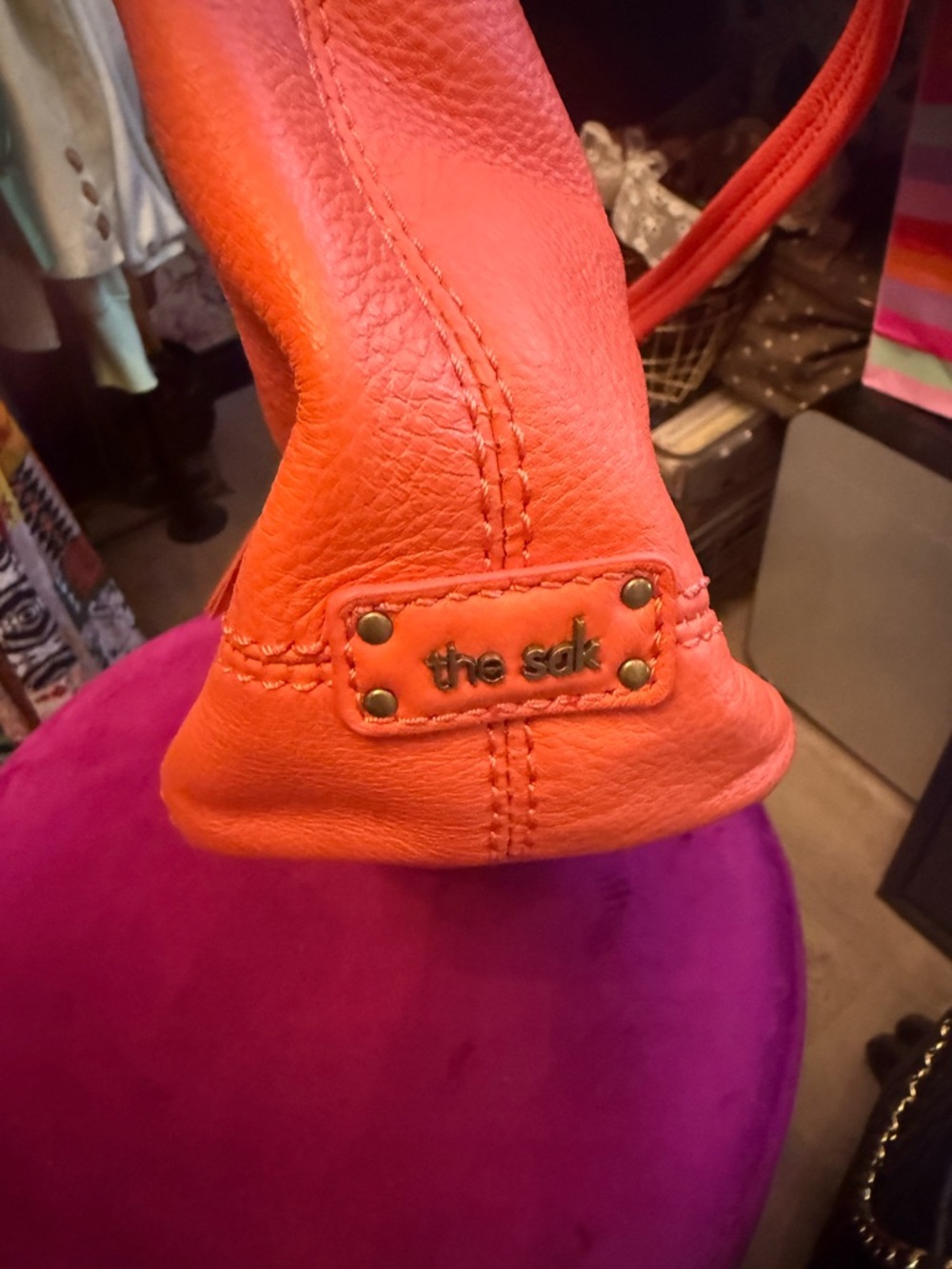 The Sak Orange Pebbled Leather Shoulder Bag - Picture 5 of 12